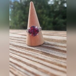 Elegant Purple CZ Gemstone Sterling Silver Ring